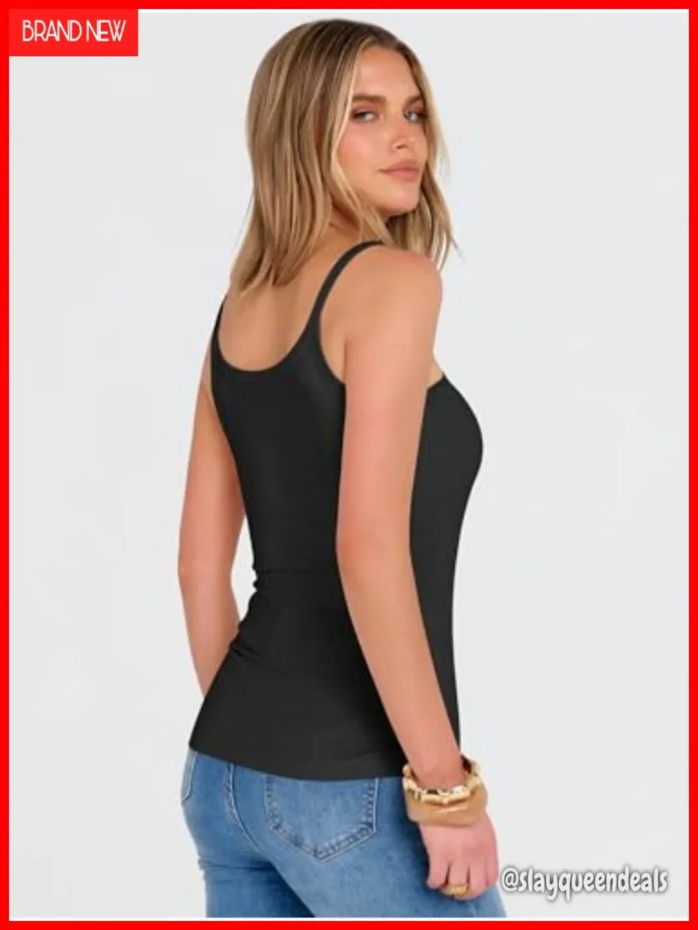 Scoop Neck Sleeveless Ribbed Slim Tank Top for Women